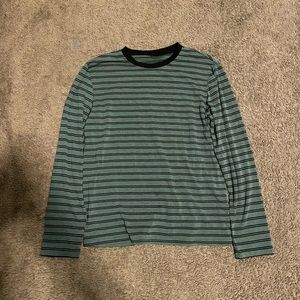 long sleeve striped dark green shirt